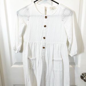 Roolee Girls White Button Dress